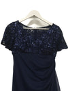 Alex Evenings Women's Petite Long Sequin Bodice Dress with Flutter Sleeves