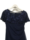 Alex Evenings Women's Petite Long Sequin Bodice Dress with Flutter Sleeves