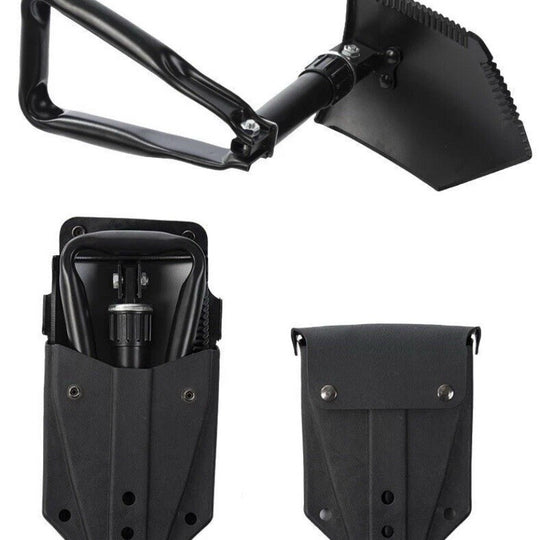 Mil-Tec US 2.5mm Trifold Shovel with Pouch Gardening Outdoor Spade Folding Black