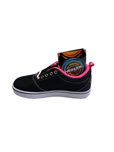 Heelys Pro 20 Kid Wheeled Shoes Black White Pink Canvas Size 5 HE100760H Sneaker