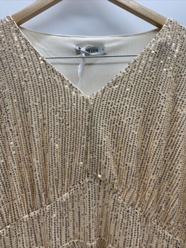 Grace Karin Women's Sequin Top Size XL Gold V-Neck Parkly Glitter Party Tops
