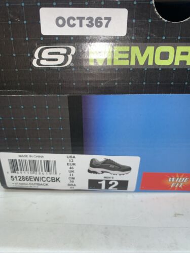 Skechers Stamina Cutback Men's Shoes Charcoal Black Size 12W Lace-up Sneaker
