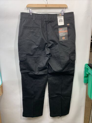 Dickies Men's FLEX Slim Fit Straight Leg Cargo Work Long Pants Size 36x30 Black