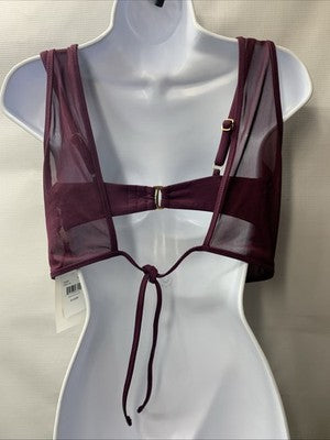 Becca 733257 Muse Mesh Overlay Multi Way Bralette Swimsuit Bikini Top D-Cup