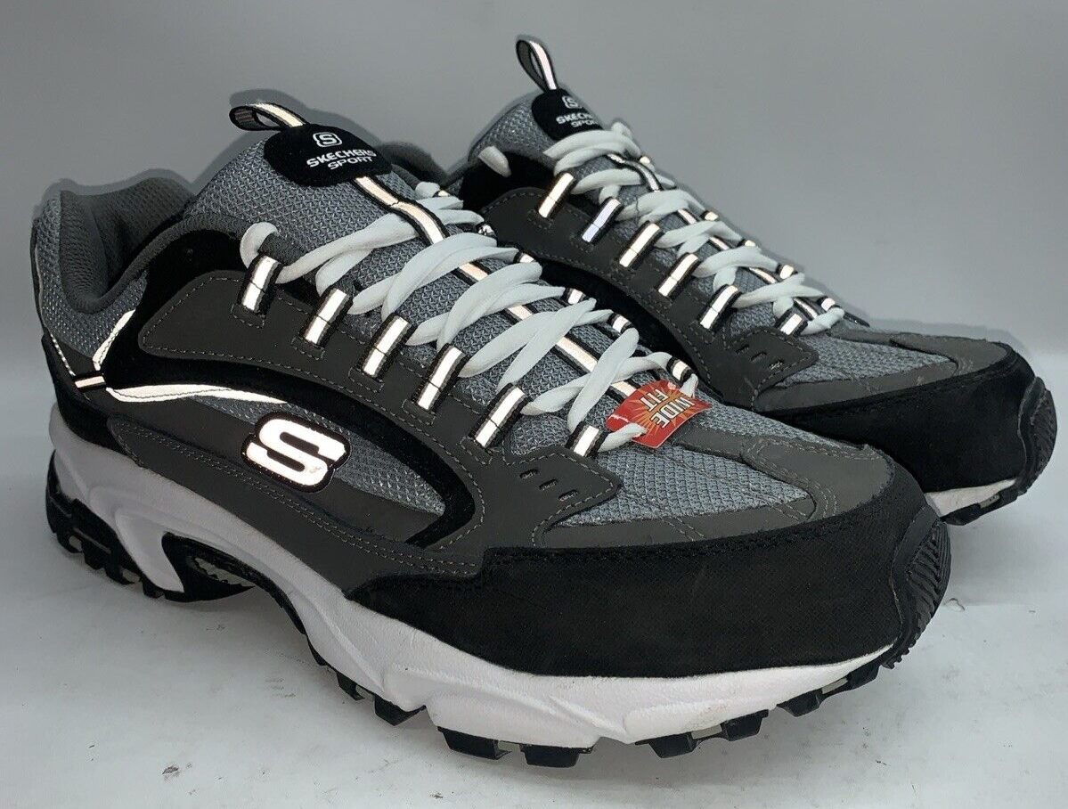 Skechers Stamina Cutback Men's Shoes Charcoal Black Size 12W Lace-up Sneaker