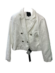 Mina Self Tweed Blazer Jacket White Gold Dress Jacket Women's Size L Long Sleeve