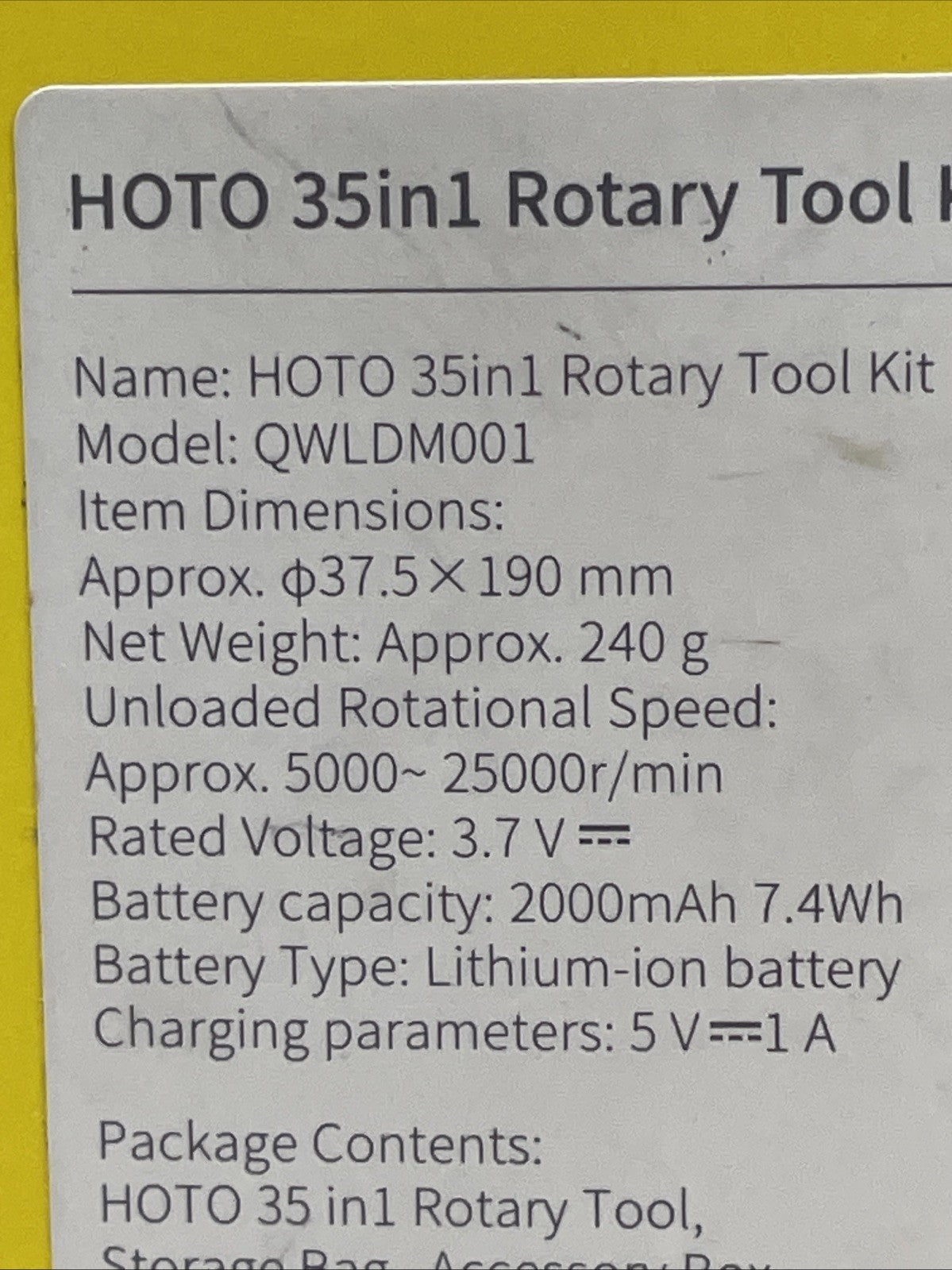 HOTO QWLDM001 Cordless Grinder 2000 mAh Li-ion 35 in 1 Universal Rotary Tool Kit