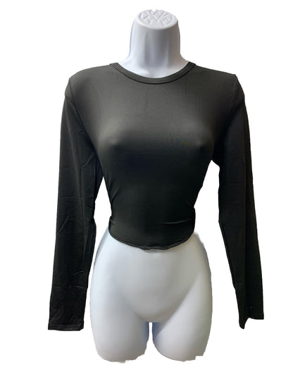 Fashion Lightweight Yoga Crop Tops Slim Fit Long Sleeve Workout T Shirts Size M