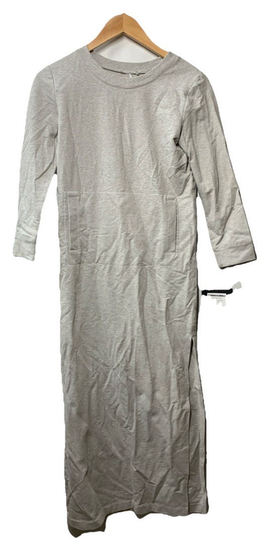 Norma Kamali 3/4 Sleeve Tailored Terry Side Slit Dress Size XS/34 Light Gray