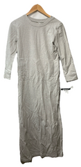 Norma Kamali 3/4 Sleeve Tailored Terry Side Slit Dress Size XS/34 Light Gray