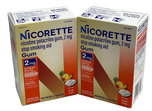 Nicorette Fruit Chill Nicotine Polacrilex Gum 2mg Stop Smokin Aid 100ct Lot of 2