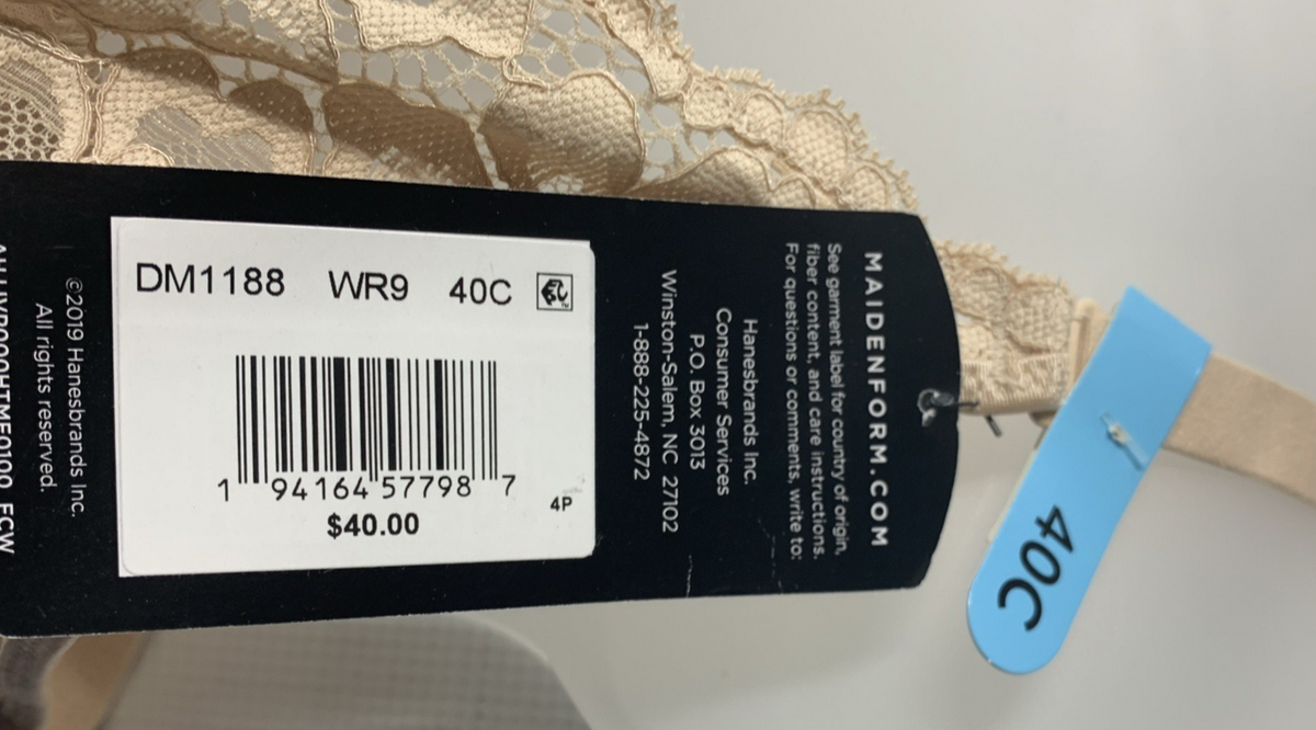 Maidenform DM1188 Women's Casual Comfort Bralette Wireless 40C Foam-lined Cups