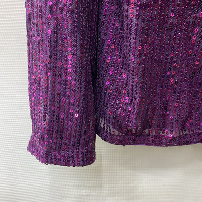 Grace Karin Women's Medium Purple Sequin Long Sleeve Pullover Blouse Sparkly