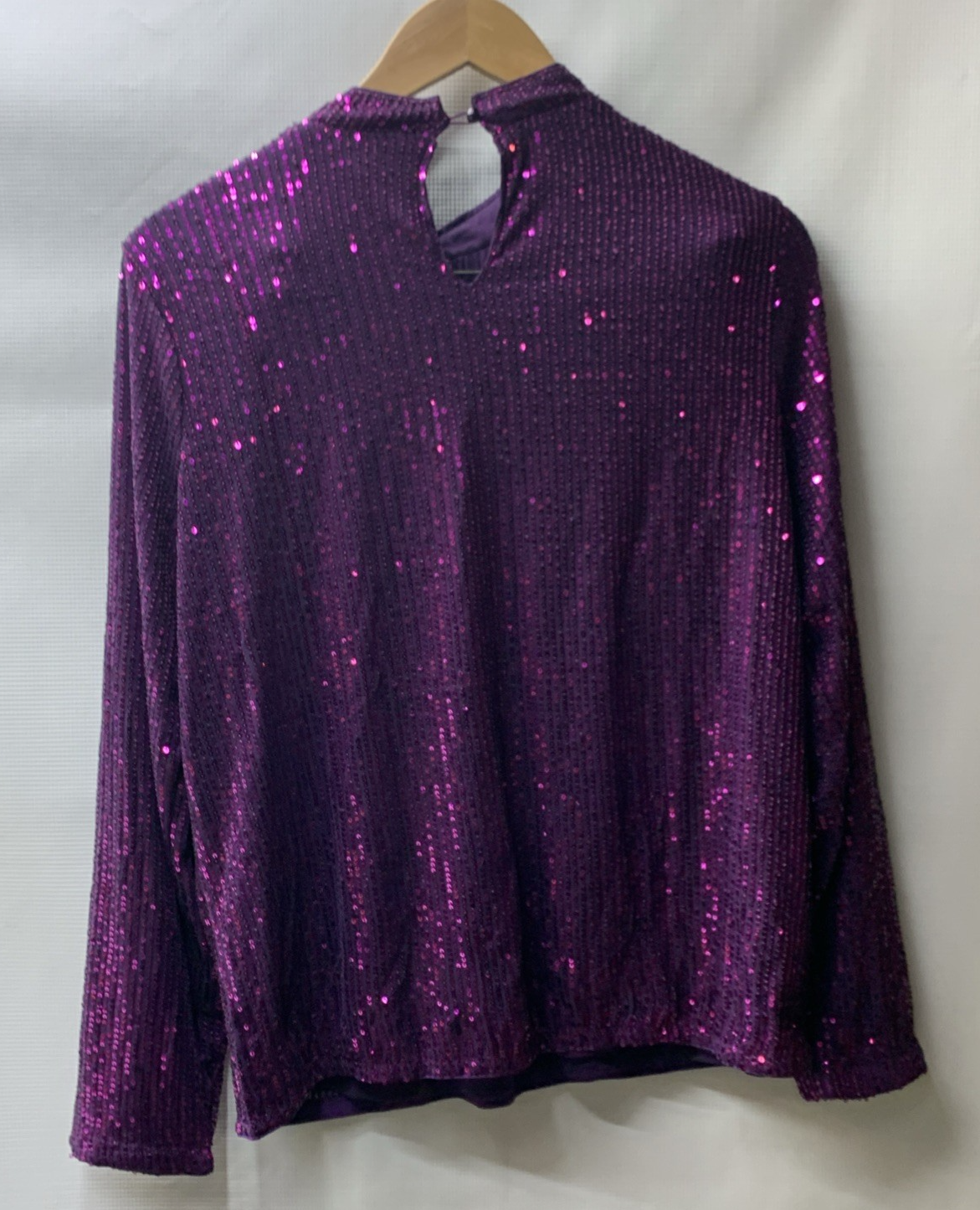 Grace Karin Women's Medium Purple Sequin Long Sleeve Pullover Blouse Sparkly
