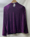 Grace Karin Women's Medium Purple Sequin Long Sleeve Pullover Blouse Sparkly
