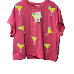 Emily Margaritas Pink On-The-Go Polyester Blend Loungewear Short Shirt Set Large