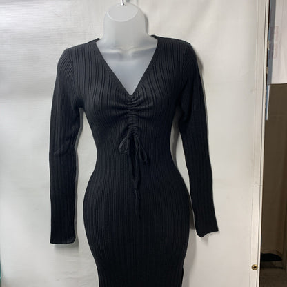 Petal & Pup Women's Irene Long Sleeve Midi Dress V-neck Bodycon Black Small