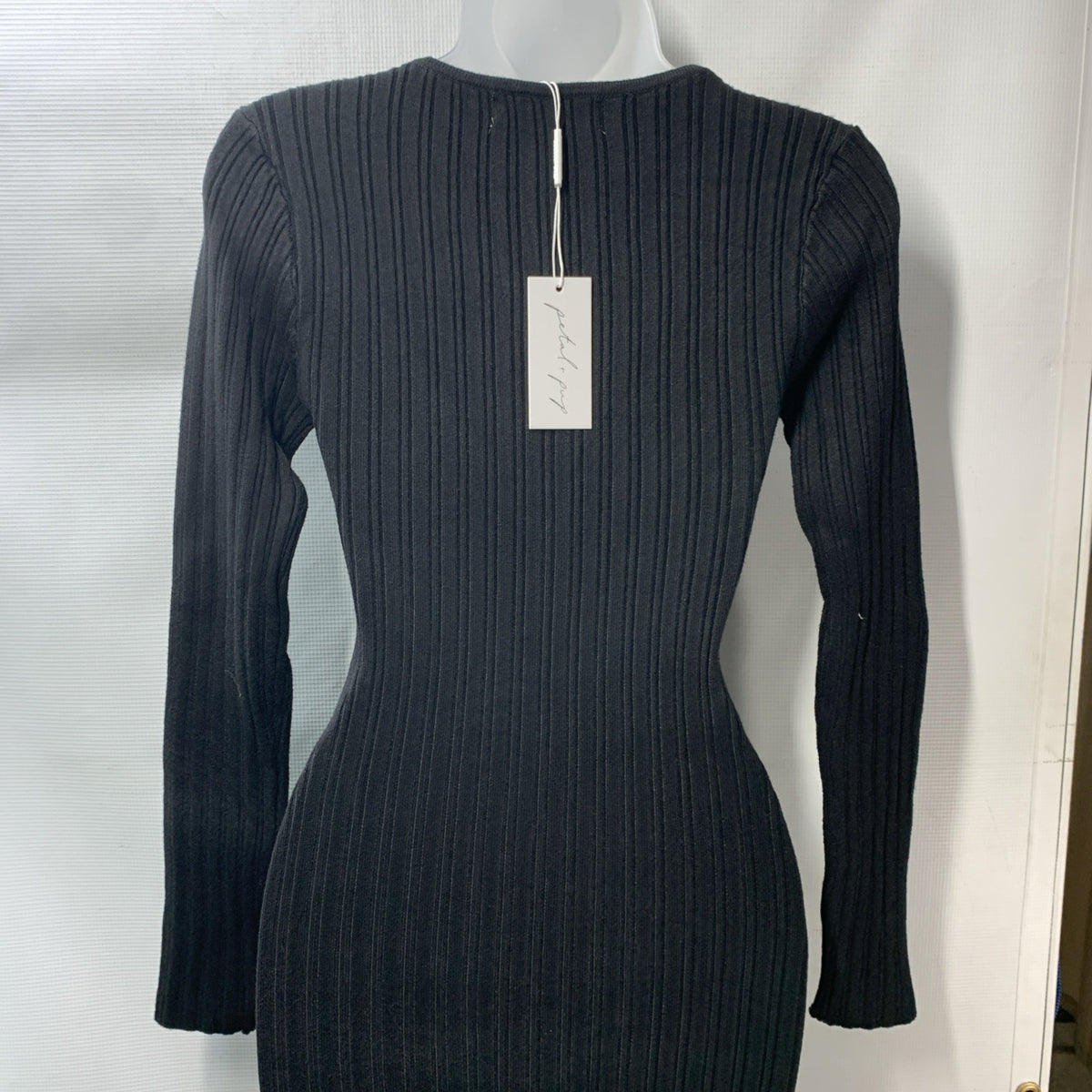 Petal & Pup Women's Irene Long Sleeve Midi Dress V-neck Bodycon Black Small