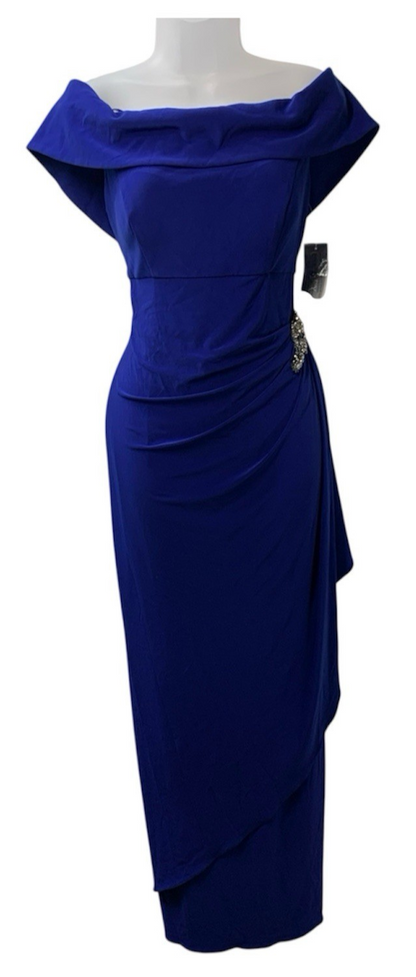 Alex Evenings Women's Long Foldover Off the Shoulder Gown, Formal Event Size 12