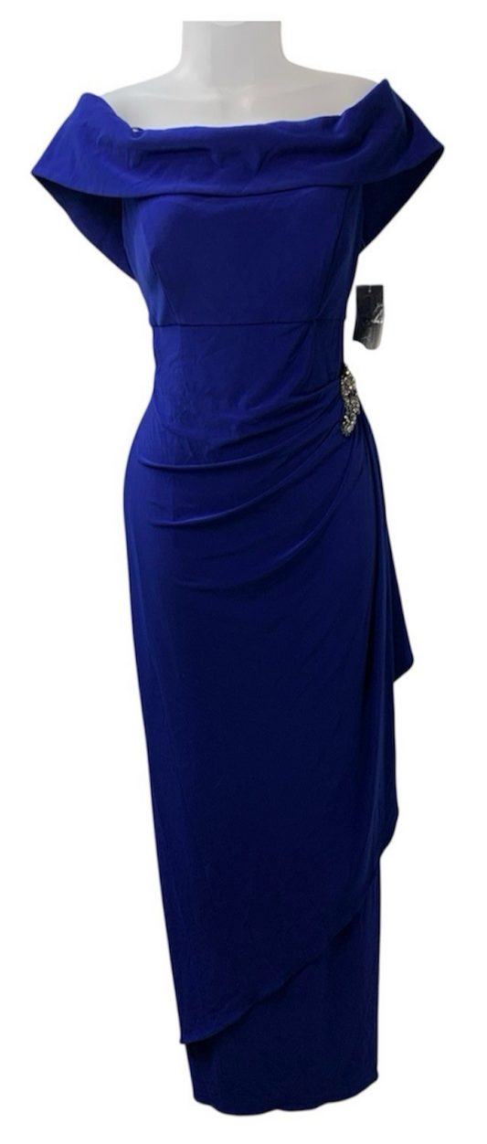 Alex Evenings Women's Long Foldover Off the Shoulder Gown, Formal Event Size 12
