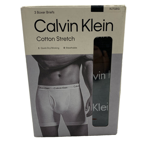 Calvin Klein Boxer Briefs Cotton Stretch Breathable XL Black Underwear - 3 PACK