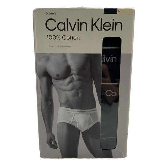 Calvin Klein Men’s 100% Cotton Classic Brief Black Breathable Underwear M 5 Pack