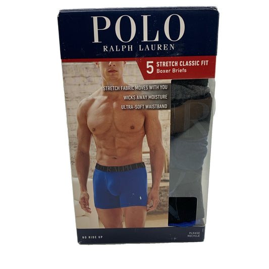 Polo Ralph Lauren Men's Stretch Classic Fit Medium Boxer Briefs Underwear 5 PACK