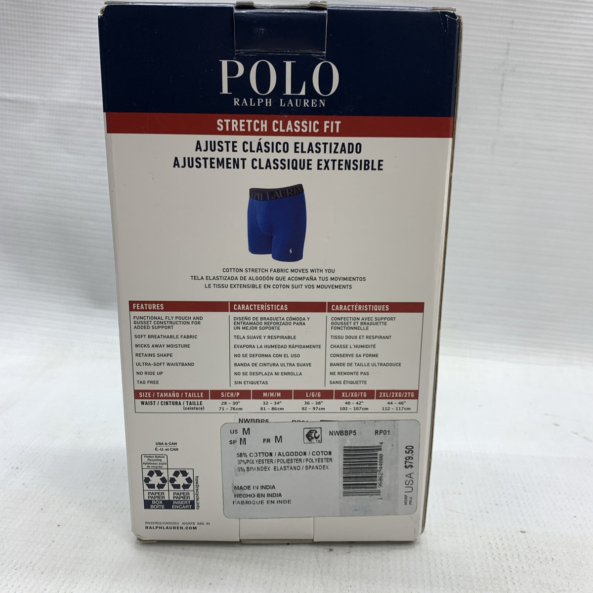 Polo Ralph Lauren Men's Stretch Classic Fit Medium Boxer Briefs Underwear 5 PACK