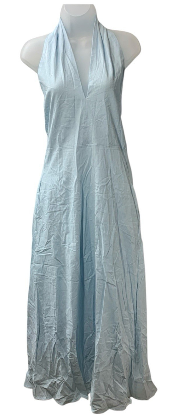 Petal And Pup Halter neck Tie Tiered Maxi Dress V-neck with Pockets Size Small