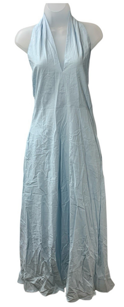 Petal And Pup Halter neck Tie Tiered Maxi Dress V-neck with Pockets Size Small