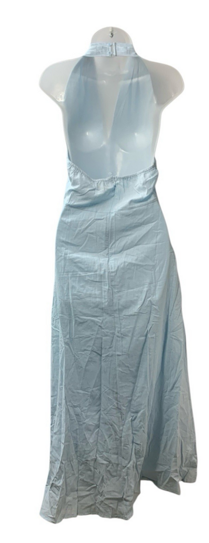 Petal And Pup Halter neck Tie Tiered Maxi Dress V-neck with Pockets Size Small
