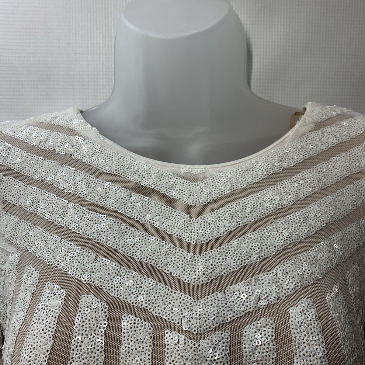 Dress the Population Emery Sequin Midi Dress Bodycon Cocktail Long Sleeve Medium