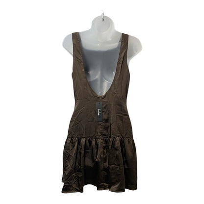 Lulus Women's Rory Mini Dress with Covered Buttons Sleeveless Size Medium Brown