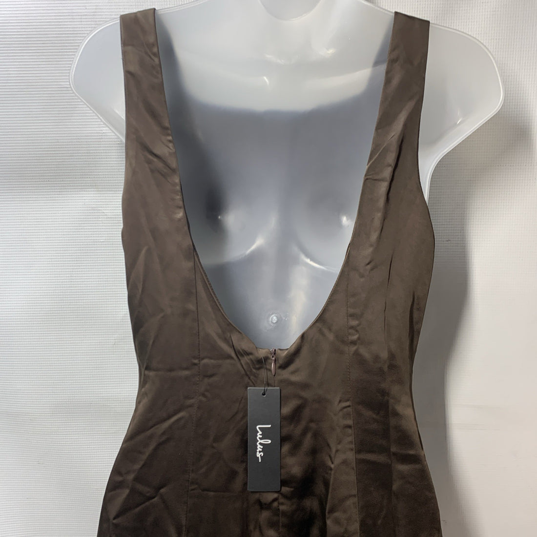 Lulus Women's Rory Mini Dress with Covered Buttons Sleeveless Size Medium Brown