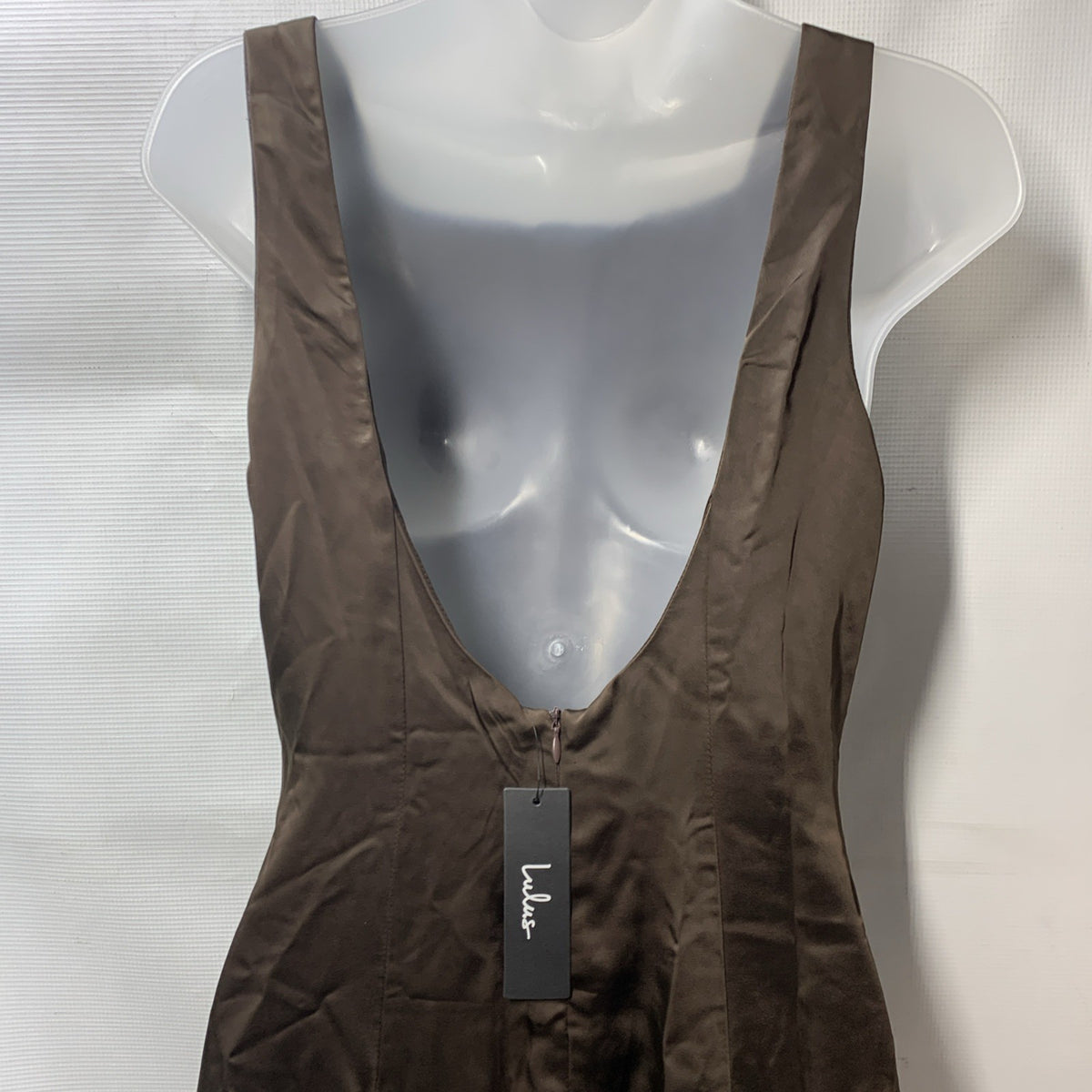 Lulus Women's Rory Mini Dress with Covered Buttons Sleeveless Size Medium Brown