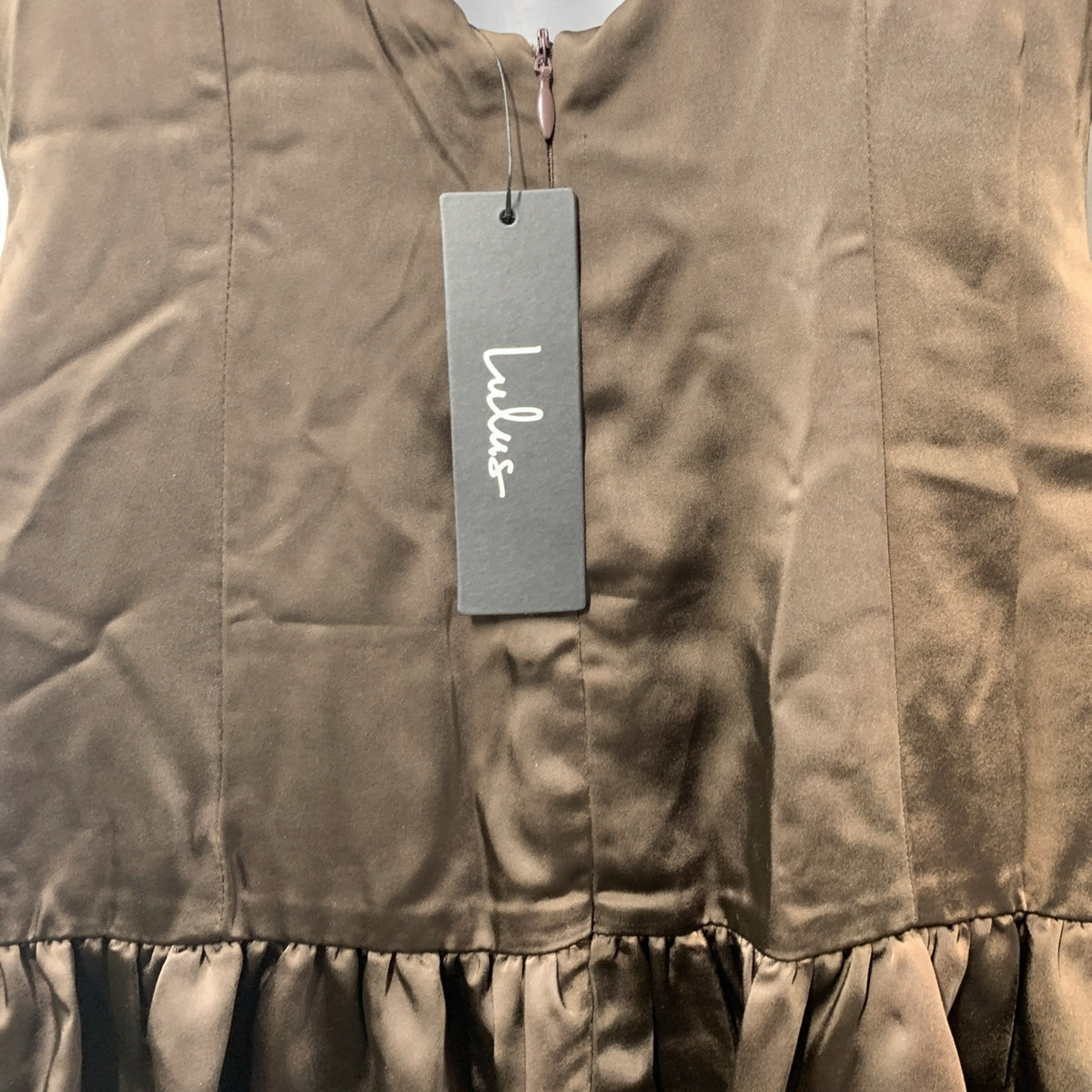 Lulus Women's Rory Mini Dress with Covered Buttons Sleeveless Size Medium Brown