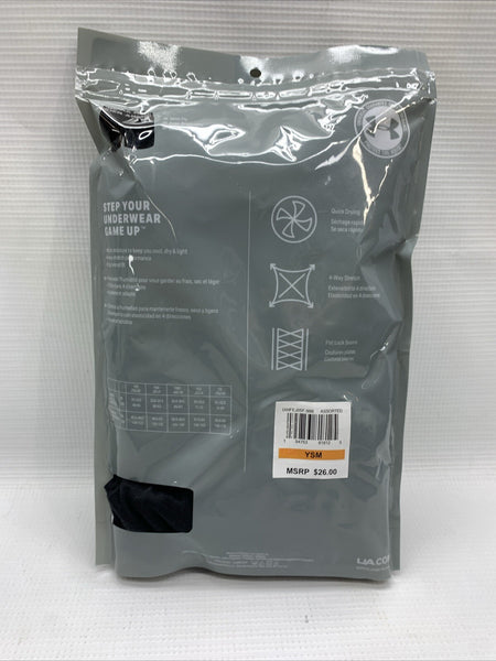 UNDER ARMOUR UA COTTON STRETCH BOXERJOCK BOXER BRIEFS YOUTH - 4 Pack - Sz YSM