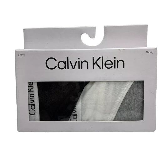 Calvin Klein Women's Carousel Logo Cotton Stretch Thong Panties Size L 3 Pack