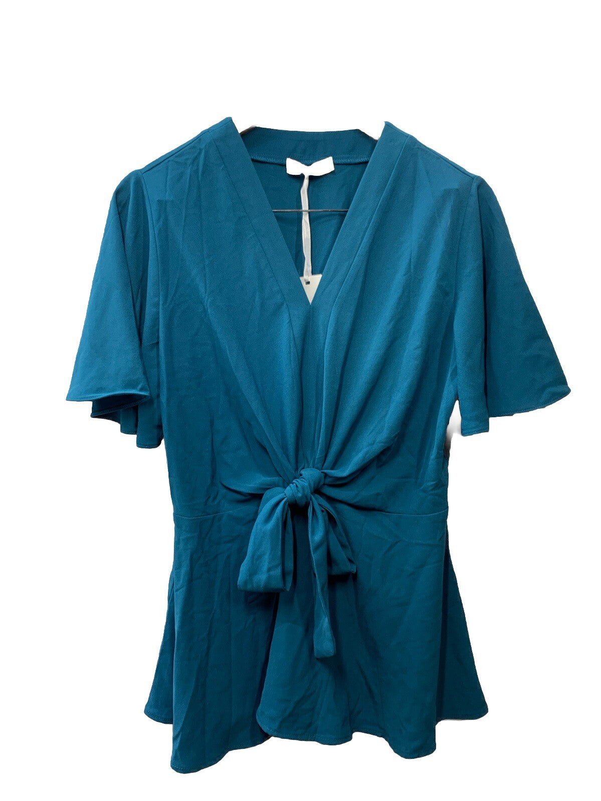 GRACE KARIN 2024 Elegant V Neck Peplum Tops Tie Front Short Bell Sleeve Size L