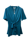GRACE KARIN 2024 Elegant V Neck Peplum Tops Tie Front Short Bell Sleeve Size L