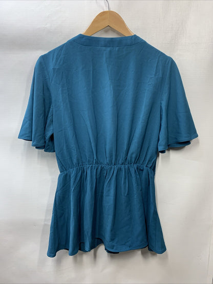 GRACE KARIN 2024 Elegant V Neck Peplum Tops Tie Front Short Bell Sleeve Size L