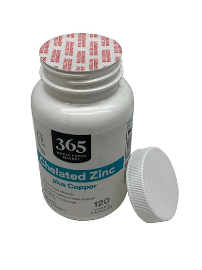365 by Whole Foods Market Chelated Zinc Plus Copper, 120 Capsules Supplement