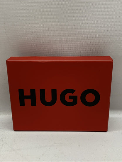 HUGO Stacked Logo Leather Credit Card Case Black Compact storage for Credit Card