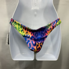 Relleciga Bikini Bottom Neon Floral Cheeky Swim Bottom Gold Detail Underwear S