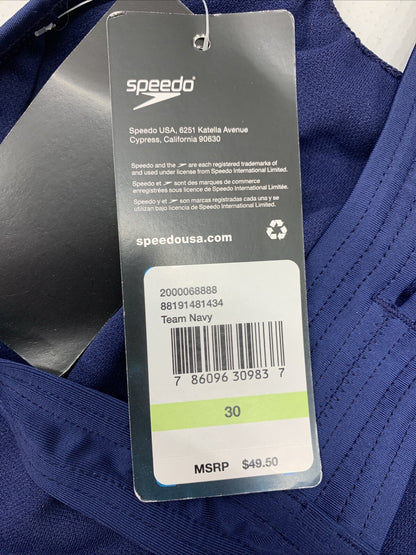 Speedo Women's Swimsuit One Piece Prolt Super Pro Solid Navy Size 30 Swimwear