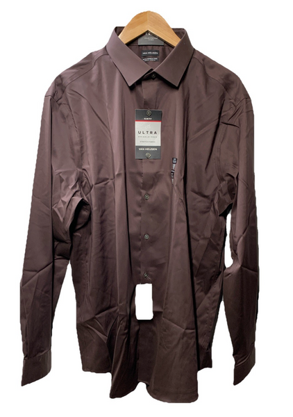 Van Heusen Men's Dress Shirt Slim Fit Flex Collar Stretch Solid 2XL Long Sleeve