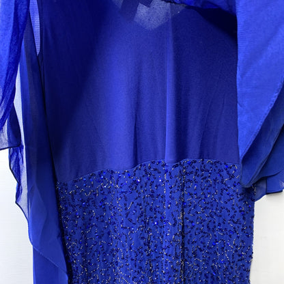 J Kara JKARA Women's Caplet Short Cocktail Beaded Sequins Blue Dress Size 12
