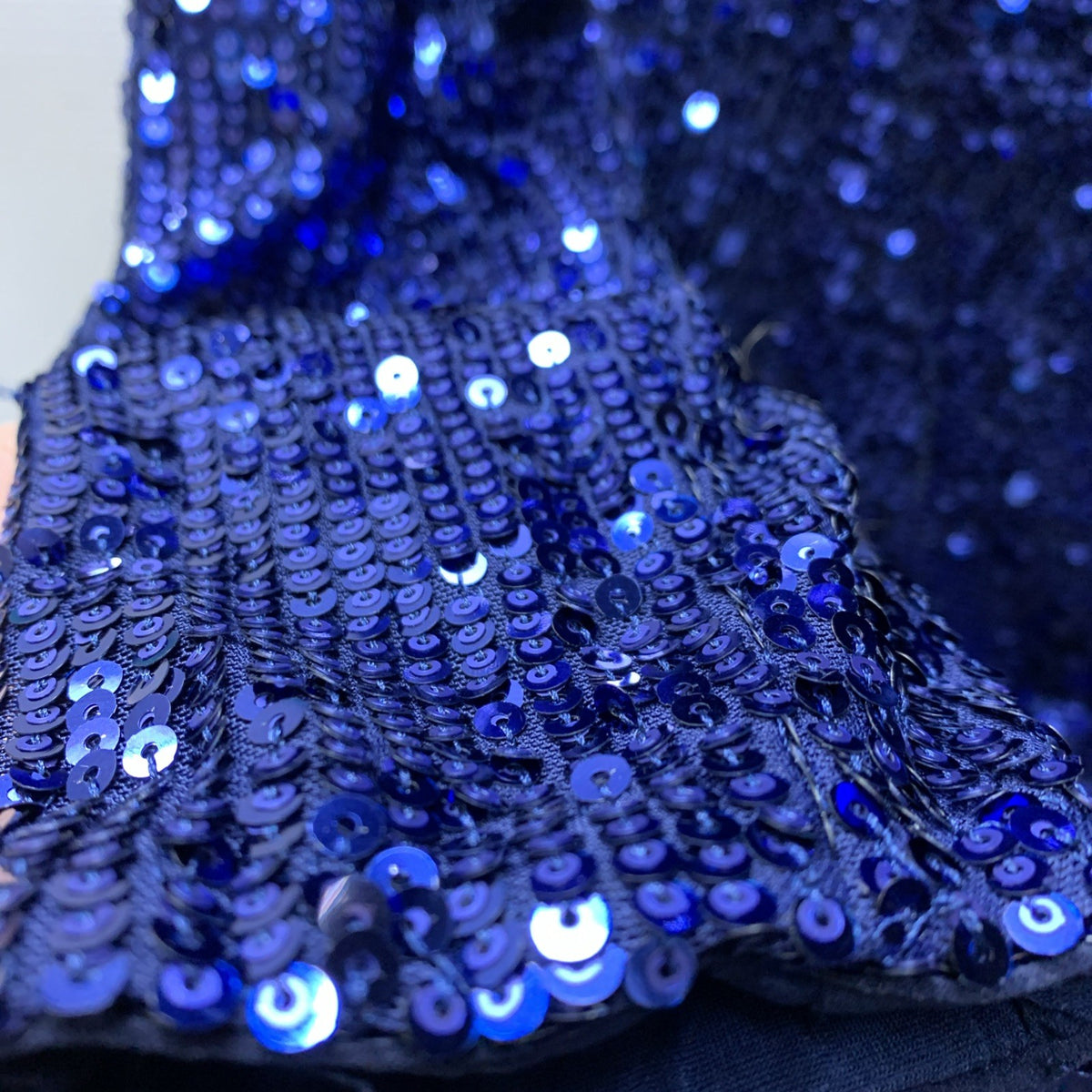 Dress The Population Blue Sequin Front Slit Long Sleeve Cocktail Dress Size XXL