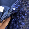 Dress The Population Blue Sequin Front Slit Long Sleeve Cocktail Dress Size XXL