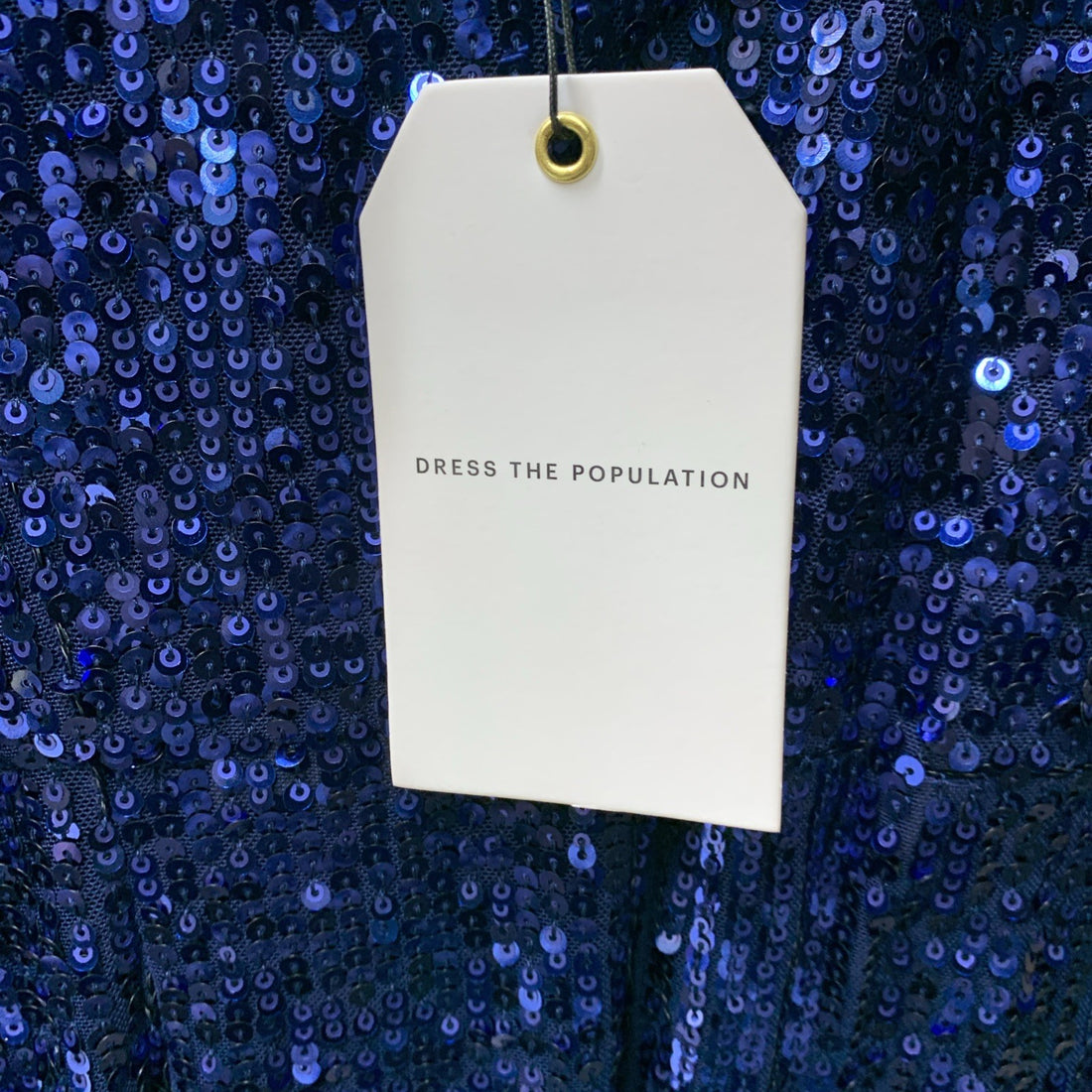 Dress The Population Blue Sequin Front Slit Long Sleeve Cocktail Dress Size XXL